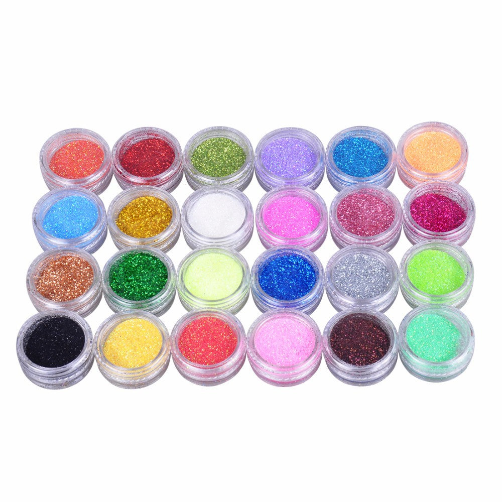 24 color 3D nail art decoration set with assorted colorful embellishments