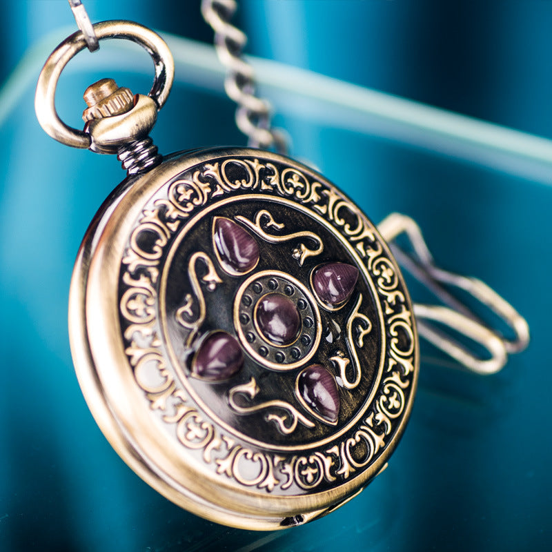 Retro flip-open mechanical pocket watch with antique-style case and visible watch face, My Store brand