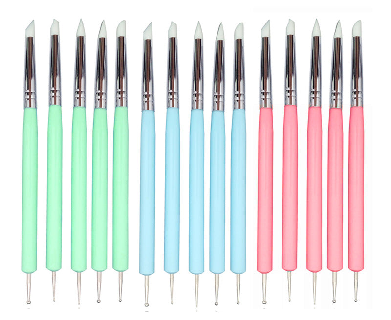 Nail art sculpture tools for detailed nail designs, featuring a compact set of precision tools