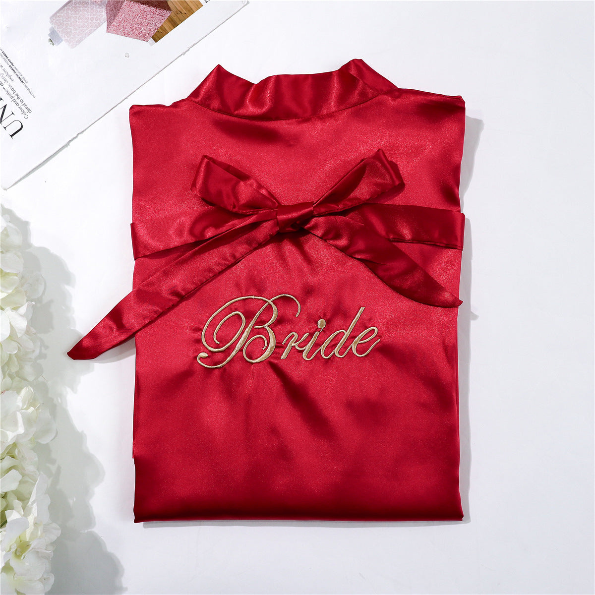 Bridal simulation silk nightgown pajamas in white, featuring elegant lace trim and a relaxed fit