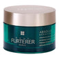 Rene Furterer Absolue Kératine hair mask in 6.76 oz jar, creamy texture, designed for hair renewal and repair.