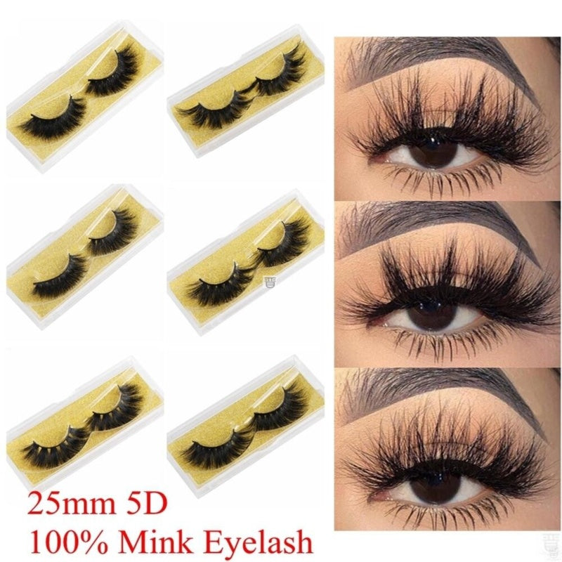 25mm wispy fluffy mink eyelashes, soft curled fake lashes in a full, voluminous style