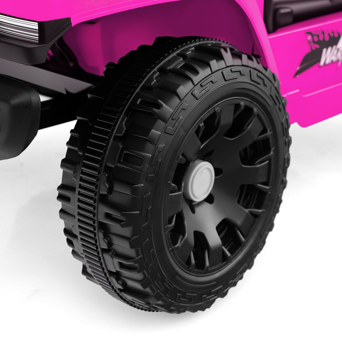 12V GBruno Store kids ride-on truck with electric motor, showing the battery-powered children's vehicle with steering wheel and design details.