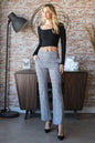 Heimish plus size plaid flare pants with wide waistband, featuring a stylish full-length design and comfortable fit.