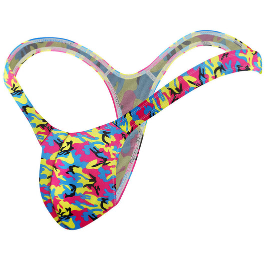 Men's color printing swimming material small T-back swimsuit by My Store