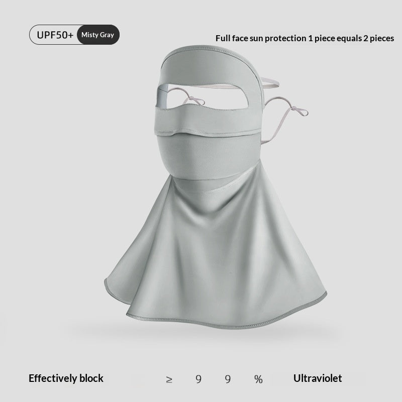 Summer cycling full-face sun-protective mask and hat combo with face coverage and breathable fabric