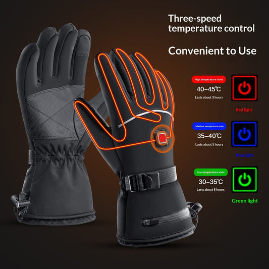 Warm winter outdoor sports gloves for cycling and skiing, black insulated design with textured grip
