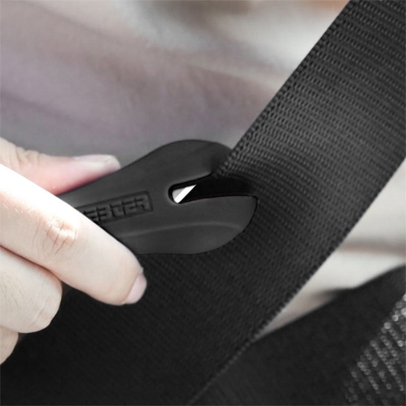 Safety hammer for mini emergency vehicle, compact black window breaker with textured grip