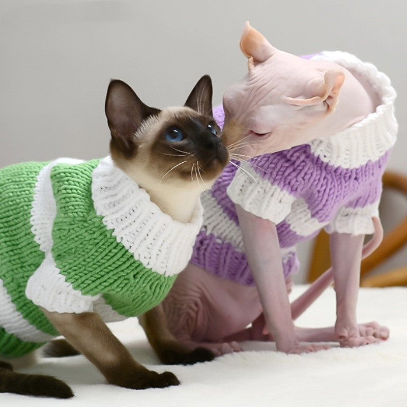 Hairless cat warm sweater, soft pet cat clothes in a cozy fitted design