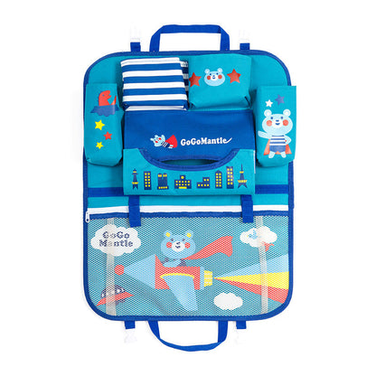 Cartoon car storage bag seat hanging bag with colorful vehicle design for organizing car essentials
