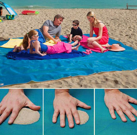 Folding beach mat with leaky sand design, outdoor picnic and camping travel mat folded for portability