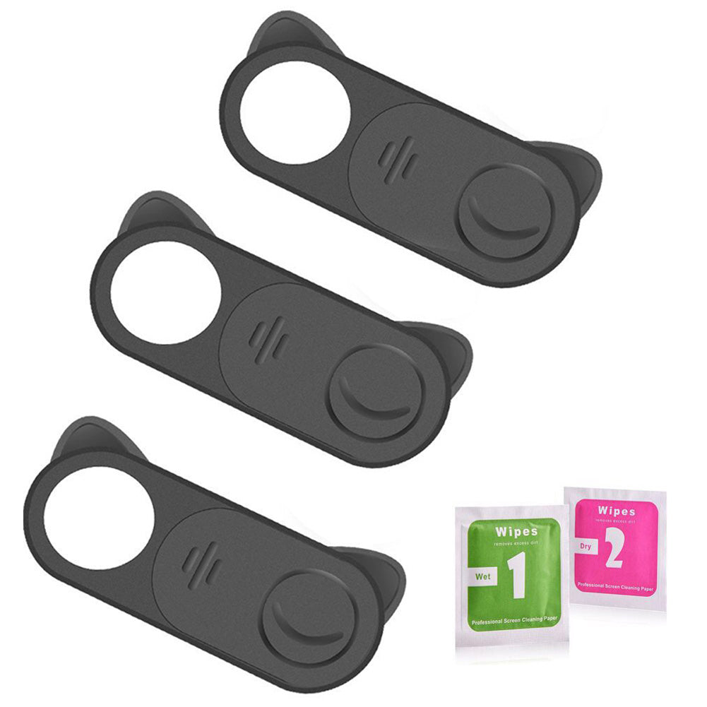 Webcam privacy camera cover sticker with sliding shutter for laptops, tablets, and phones