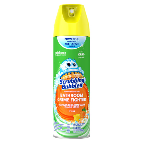 Scrubbing Bubbles Bathroom Grime Fighter Disinfectant Cleaner Aerosol Citrus 20 Oz