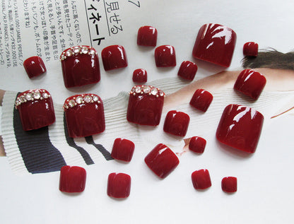24-piece artificial acrylic toe nail patches with a professional salon-style finish