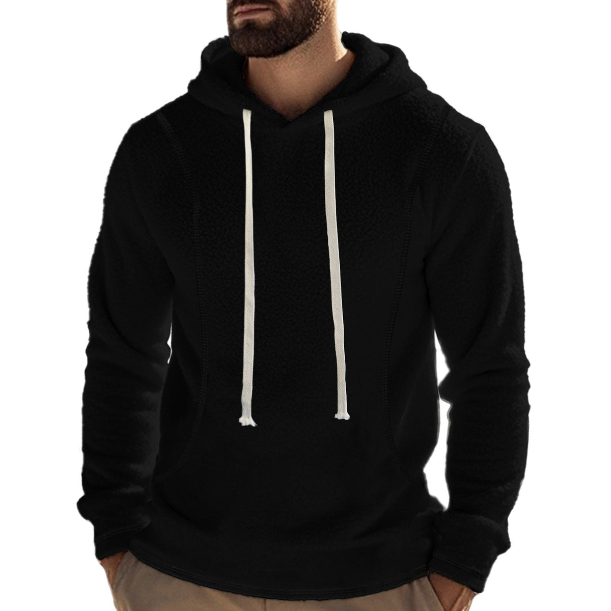 Men's fleece long-sleeve pullover hoodie in a soft, casual design