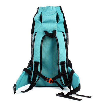Breathable pet backpack carrier bag with padded straps and mesh panels for comfortable pet transport