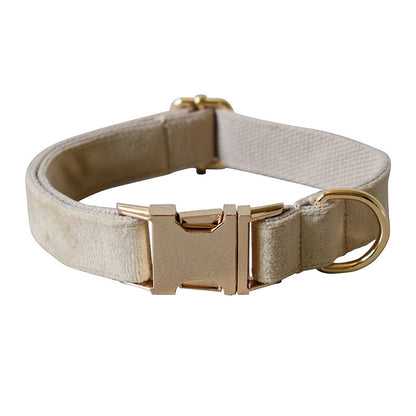 Nude velvet pet collar by My Store, soft fabric collar shown flat on a plain background