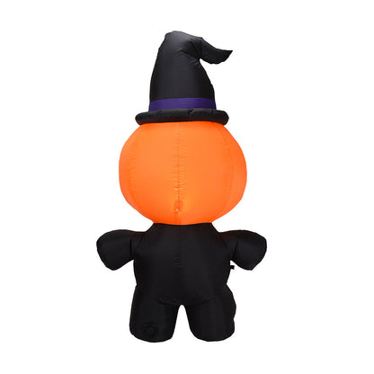 Pumpkin head spooky Halloween decoration with eerie carved face and festive seasonal design