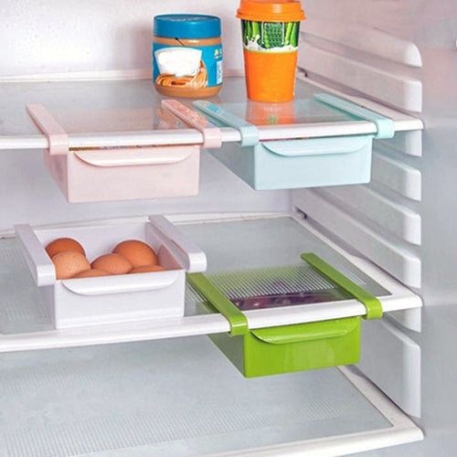 Hanging plastic refrigerator clapboard storage rack for organizing kitchen supplies