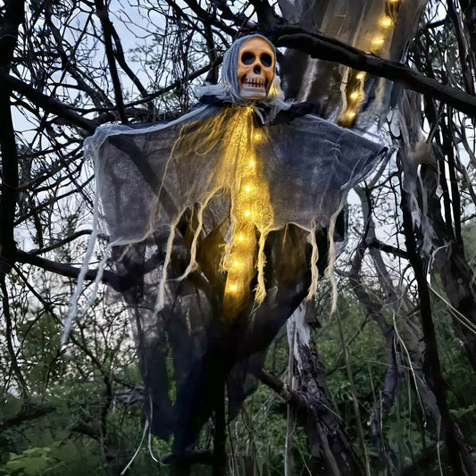 Hanging ghost skull skeleton Halloween decoration for outdoor yard parties and home festival decor