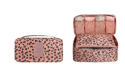 Travel underwear organizer, compact storage pouch with multiple compartments for neatly packing undergarments
