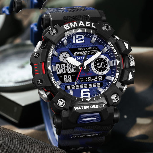 Men's camouflage alloy military-style luminous waterproof outdoor electronic watch