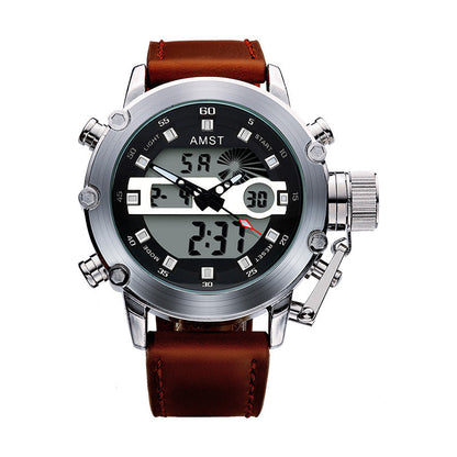 Men's multi-functional casual sports waterproof electronic watch with digital display and durable black design