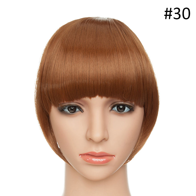 3D clip-in bangs hair extensions shown from the front with layered strands for a natural look
