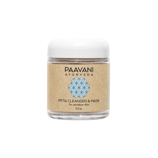 Paavani Ayurveda Pitta Cleanser and Mask with Ayurvedic cleansing grains for sensitive and reactive skin.