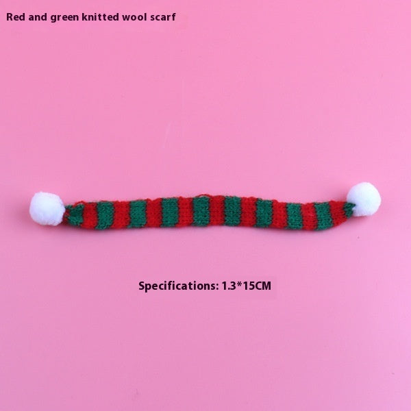 Mini Christmas scarf hat doll decoration in festive winter attire