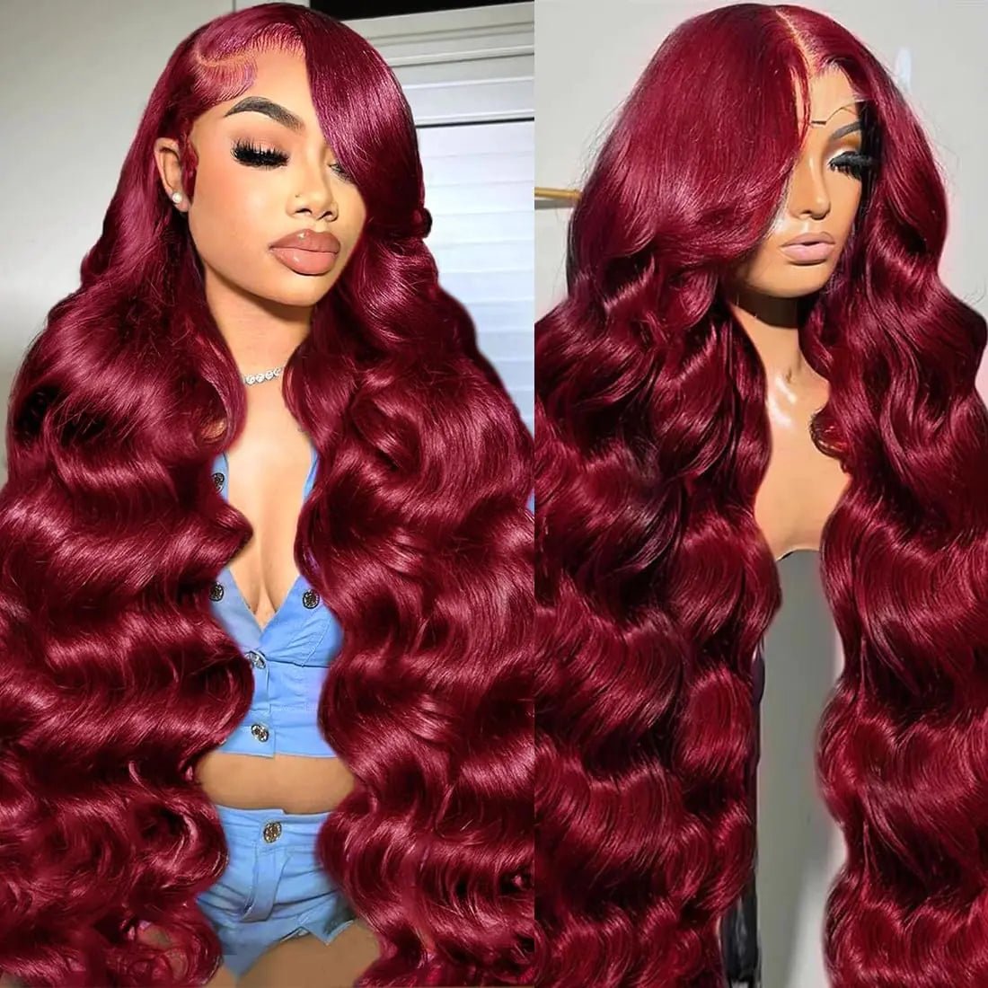 34 Inch 99J Burgundy Wig Human Hair 13x6 Body Wave Lace Front Wigs Human Hair 180% Density 99j Burgundy Lace Front Wigs Human Hair Red Wine Glueless Wigs Human Hair Pre Plucked for Women - BACKUPMYFILESNOW