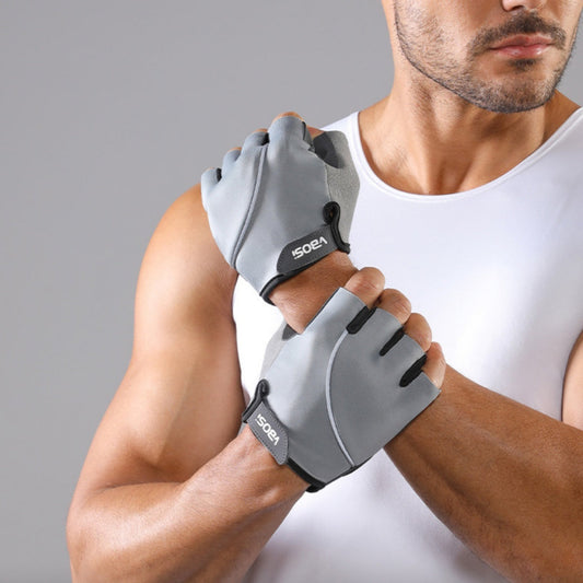 Men's sports half-finger fitness gloves with anti-slip, wear-resistant palms for outdoor workouts