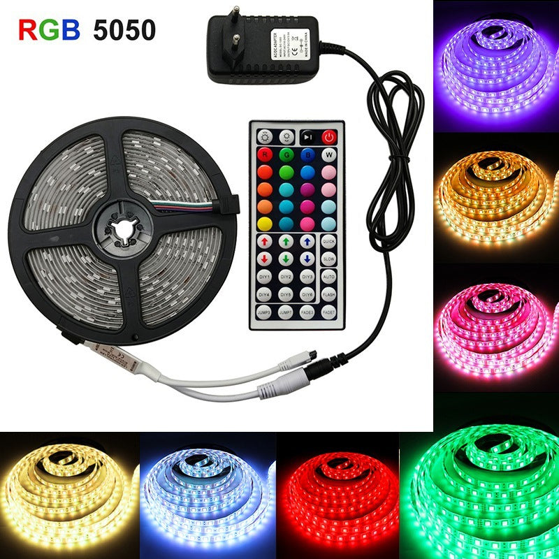 RGB 5050 LED strip light with colorful flexible light strip coiled for installation