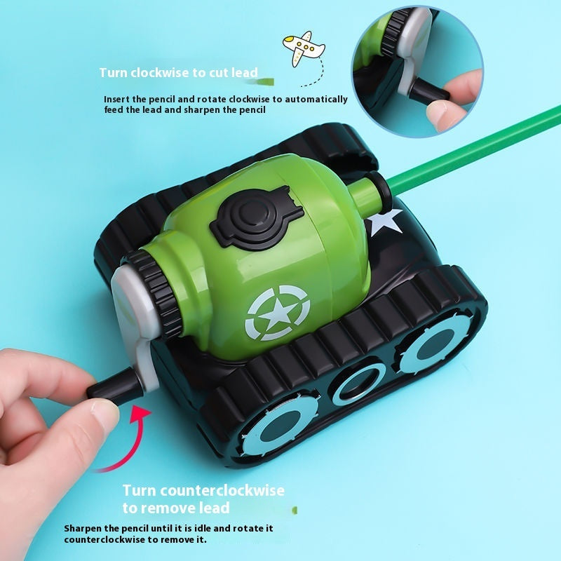 Student hand tank pencil sharpener for kindergarten pencils, compact classroom stationery tool
