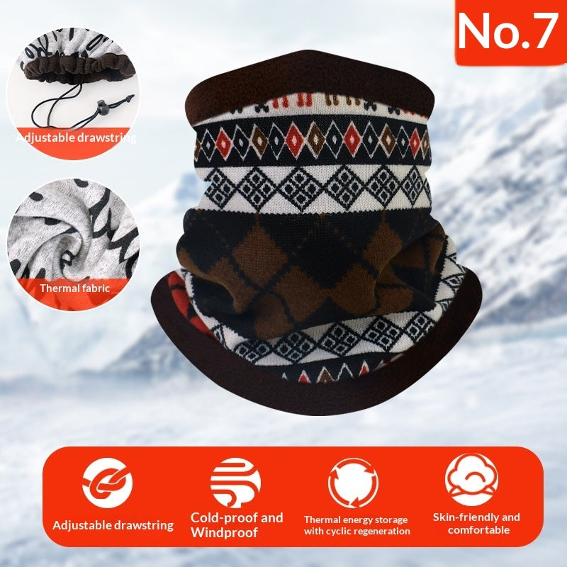Outdoor multi-functional thermal neck gaiter in black fabric, shown flat for outdoor wear layering