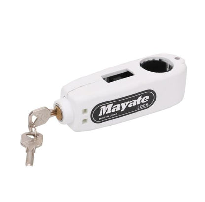 Motorcycle and scooter security lock by Caps, compact metal anti-theft lock in black