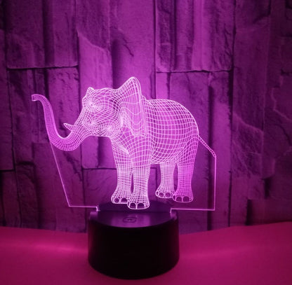 Colorful elephant 3D LED touch light, small decorative table lamp and gift light