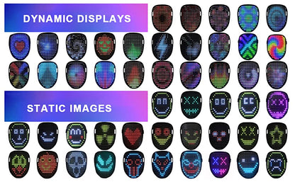 LED mask with gesture sensing and 50 Halloween cosplay patterns