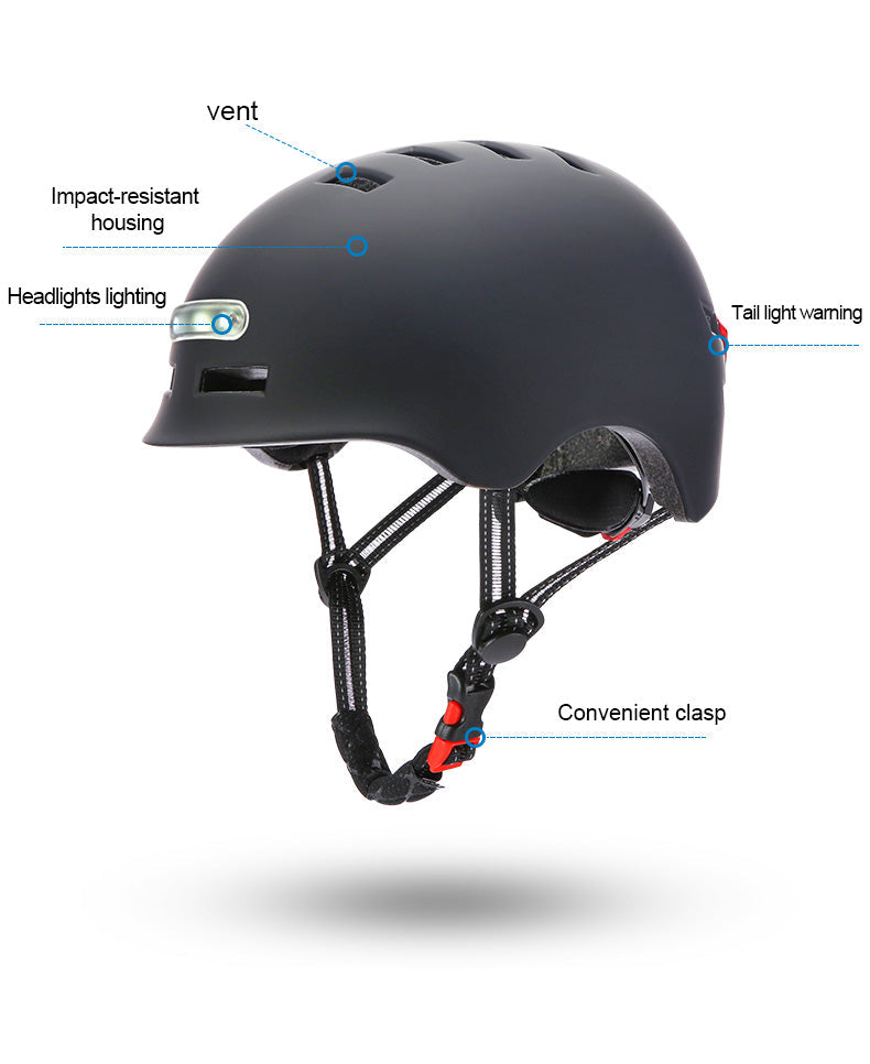 Smart safety light for skateboard, cycling, and electric vehicle helmets with visible lighting warning function