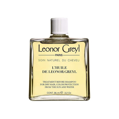 Leonor Greyl L'Huile de Leonor Greyl pre-shampoo treatment oil in 3.2 oz bottle, natural hair care oil treatment, visible in the image