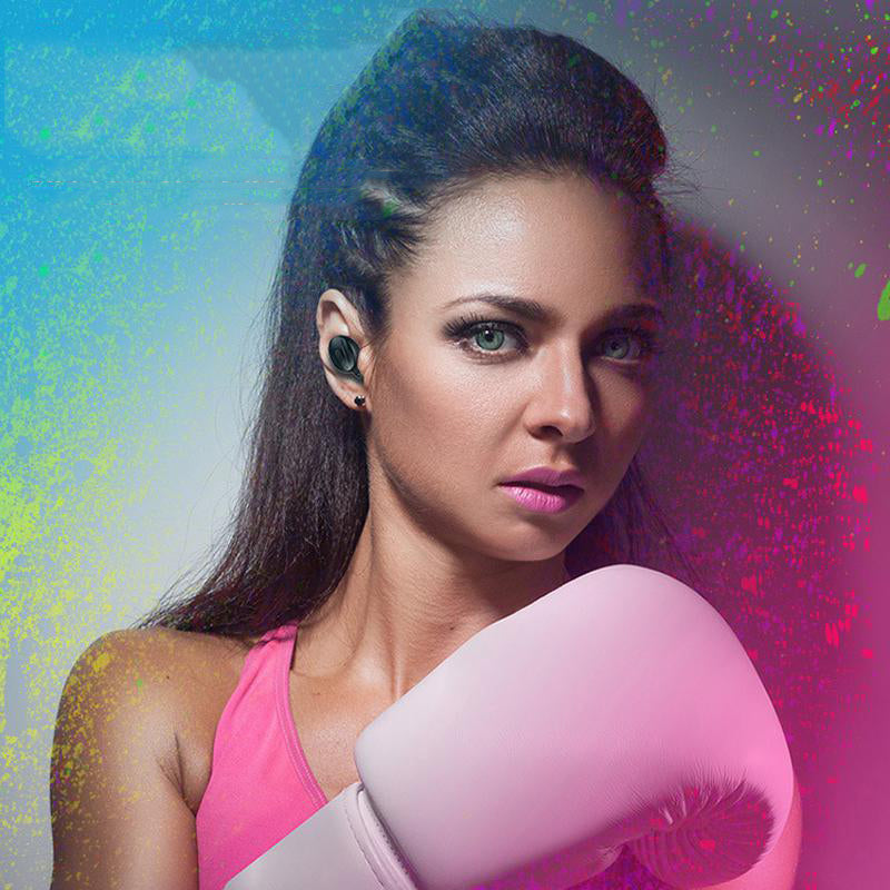 Wireless sports headphones, over-ear design, shown from the side in black