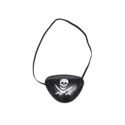 Halloween pirate blindfold costume accessory in black fabric with skull design