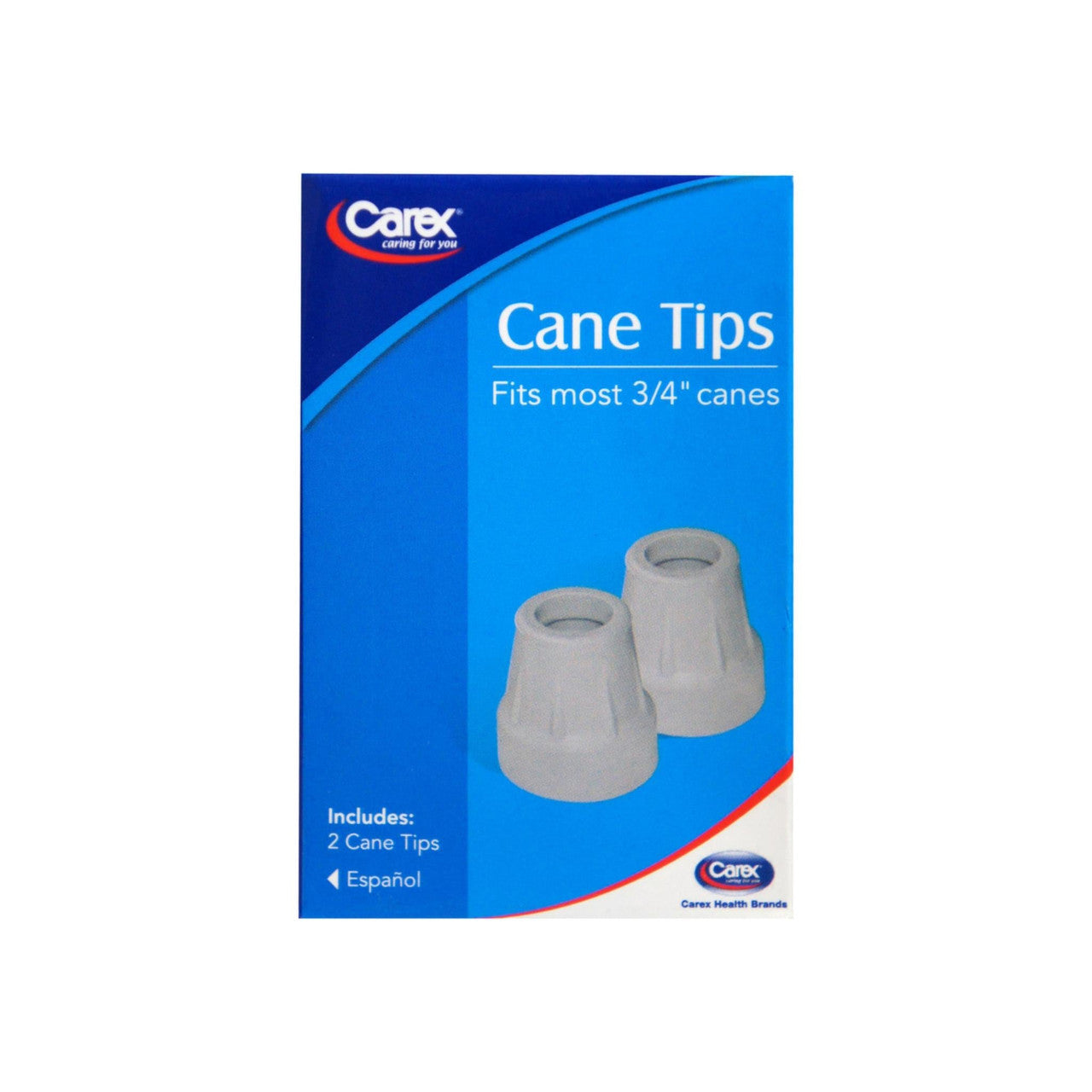 Carex 3/4-Inch Rubber Cane Tips, Grey, 1 Pair – Slip-Resistant Replacement Tips for Canes & Walkers