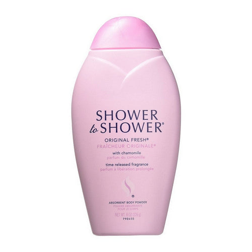Shower To Shower Original personal care product by Pasteur Pharmacy, 8-ounce bottle with clear packaging and label.