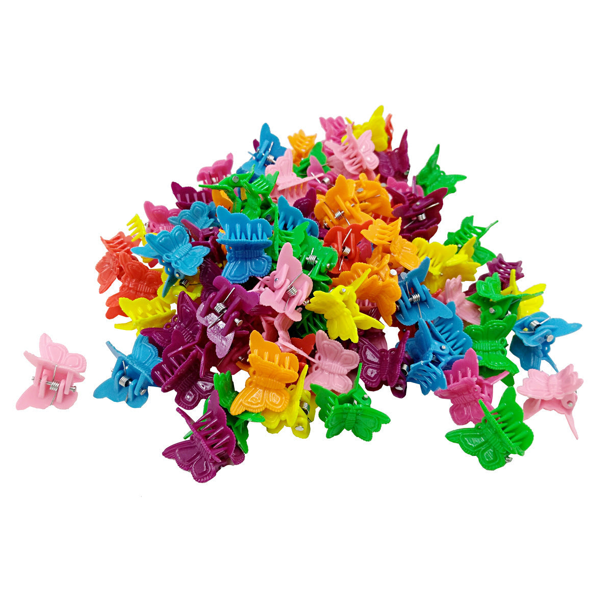 Color mini hair clips in assorted shades, arranged together on a plain background