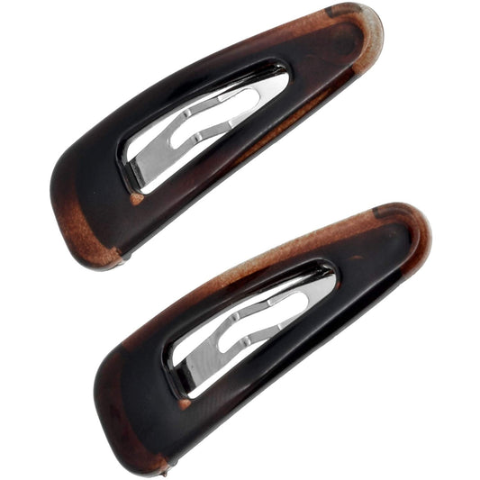 Camila Paris AD89/2 French hair barrettes with metal snap clips, strong hold, no slip grip, for women’s side styling, made in France.