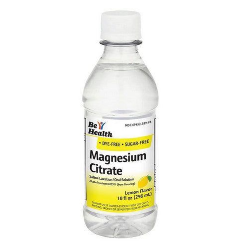 Be Health Magnesium Citrate Liquid Saline Laxative LEMON 10 Oz. Bottle Colonoscopy Prep