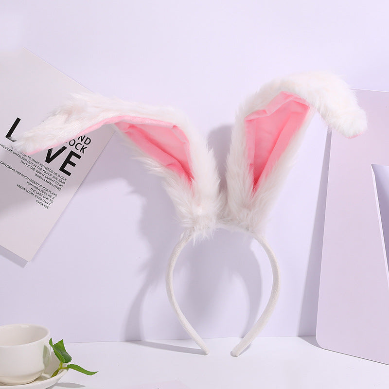 Easter bunny rabbit ears hair headband with soft pink ears and decorative details