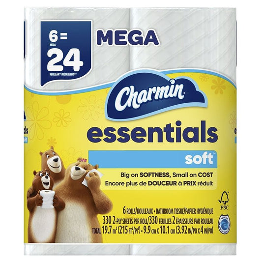 Charmin Essentials Soft Toilet Paper 6 Mega Rolls