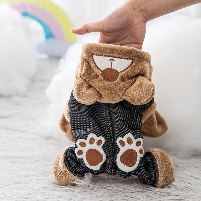 Pet fun paw print bear pet clothes featuring a cute bear and paw print design